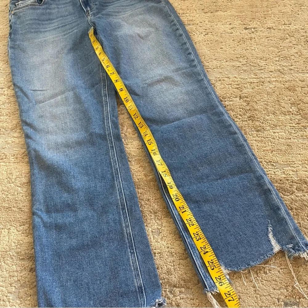 Paige Cindy Destroyed Hem Mel Blue Jeans Straight Wide Leg Distressed: 30